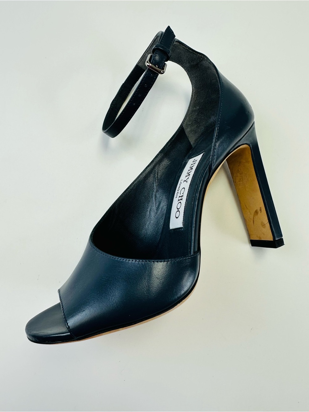 Jimmy Choo Theresa 100 Ankle Strap Sandals stormy blue leather Size 38